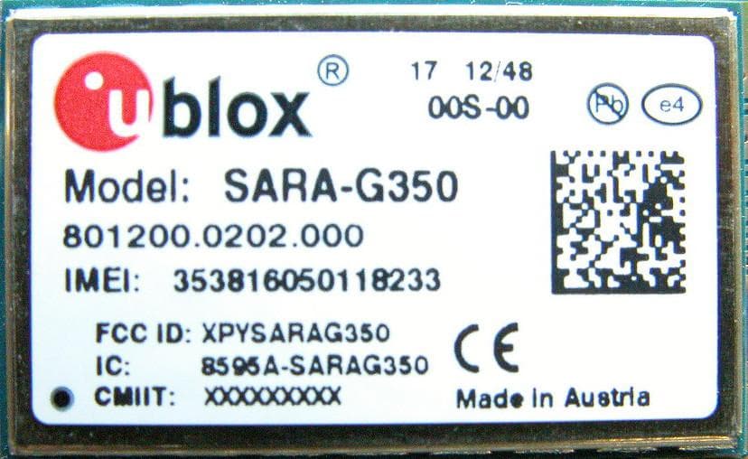 Quad band (GSM850, GSM 900, DCS 1800, PCS 1900) GSM/GPRS module - FCC ID XPYSARAG350 - u-blox AG