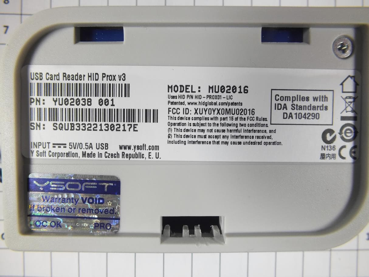 USB Card Reader - FCC ID XUY0YX0MU02016 - Y Soft Corporation, a.s.