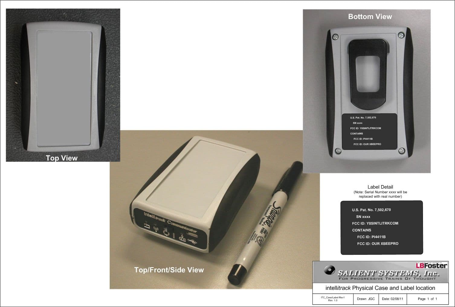 Battery Powered 802.15 to Bluetooth translator - FCC ID Y8SINTLITRKCOM - Salient Systems Inc. (division of Portec Rail Products, Inc.)
