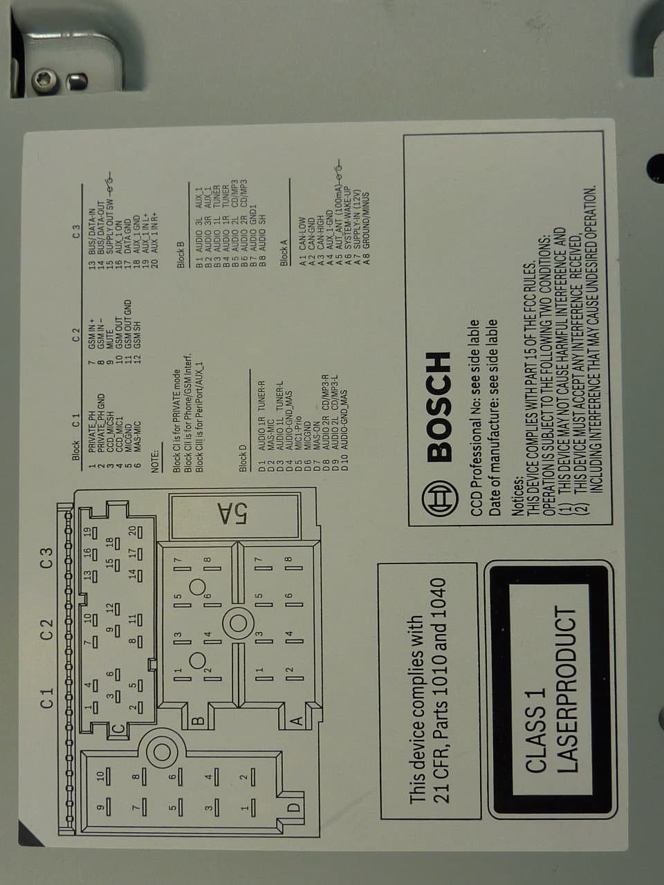 Car Radio with Bluetooth - FCC ID YBN-CCD-PROLINE3 - Robert Bosch GmbH