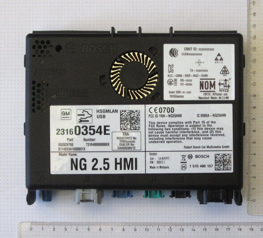 HMI Infotainment Module - FCC ID YBN-NG25HMI - Robert Bosch GmbH