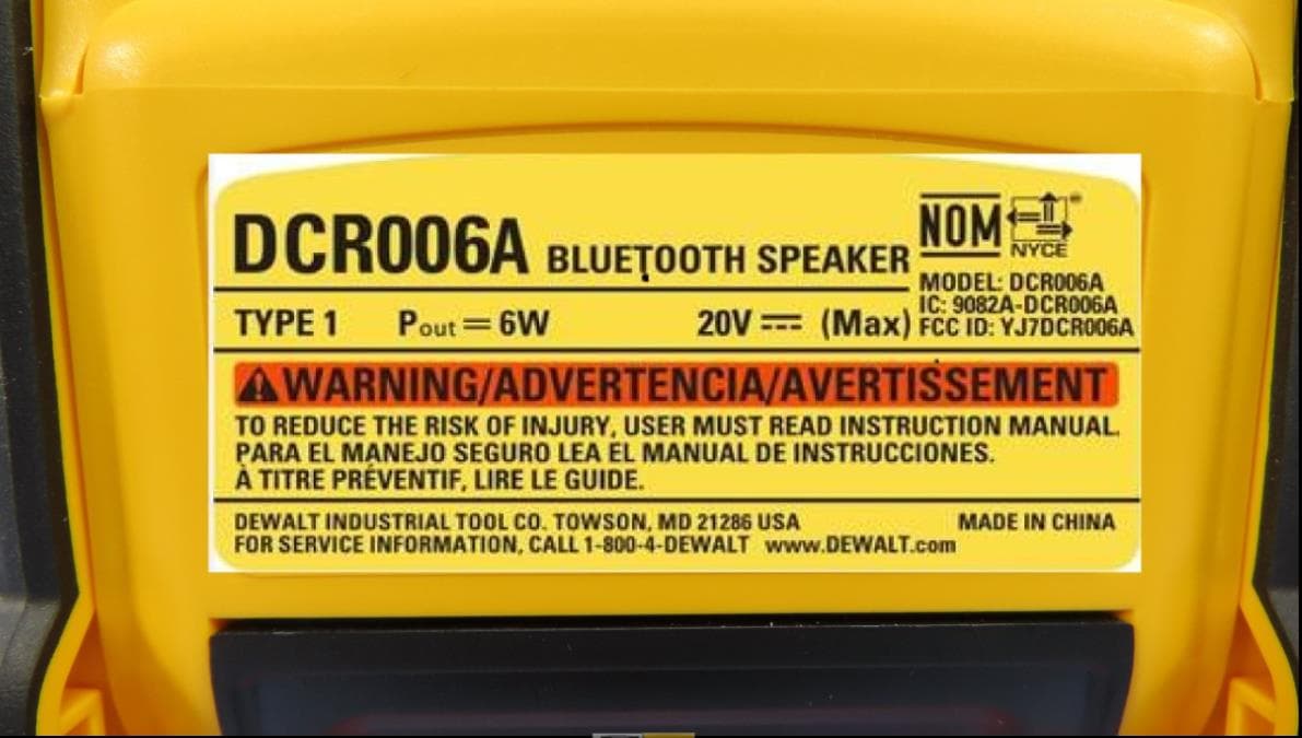 BLUETOOTH SPEAKER - FCC ID YJ7DCR006A - Stanley Black & Decker (4)