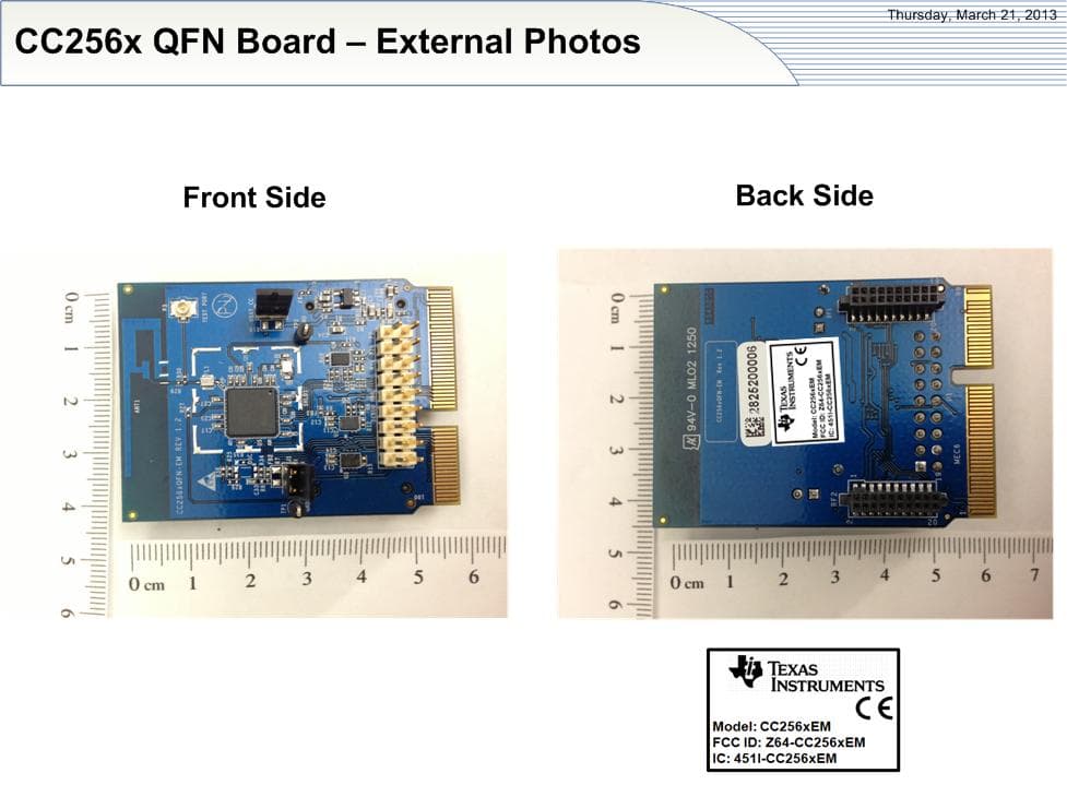 Texas Instruments Bluetooth and Dual mode controller (2.4GHz) - FCC ID Z64-CC256XEM - Texas Instruments Incorporated