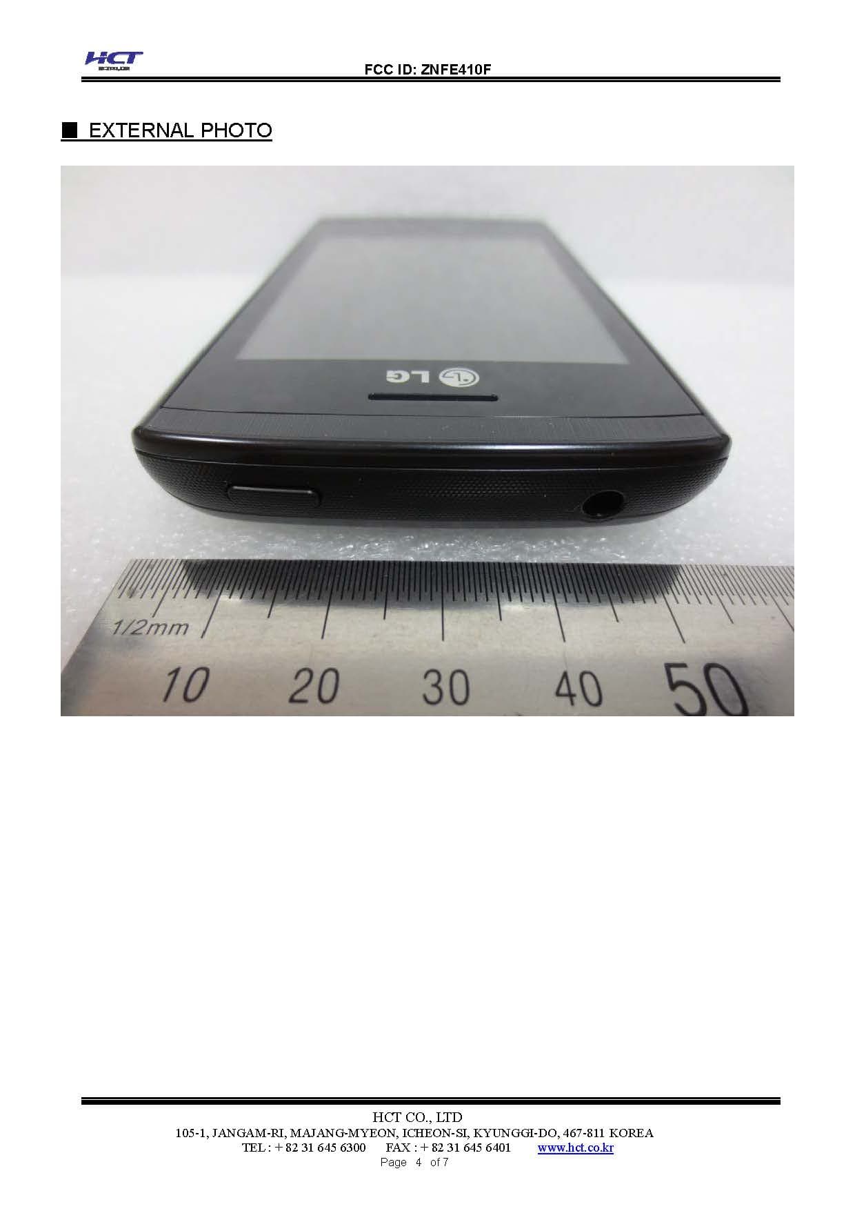Cellular/PCS GSM and Cellular WCDMA Phone with WLAN and Bluetooth - FCC ID ZNFE410F - LG Electronics USA, Inc. (4)