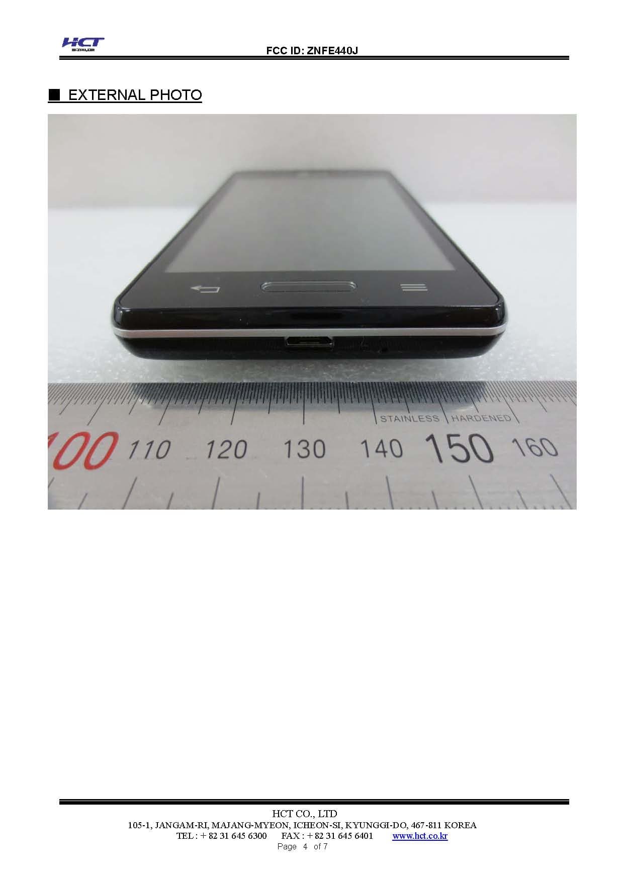 Cellular/PCS GSM/WCDMA Phone with WLAN and Bluetooth - FCC ID ZNFE440J - LG Electronics USA, Inc. (2)