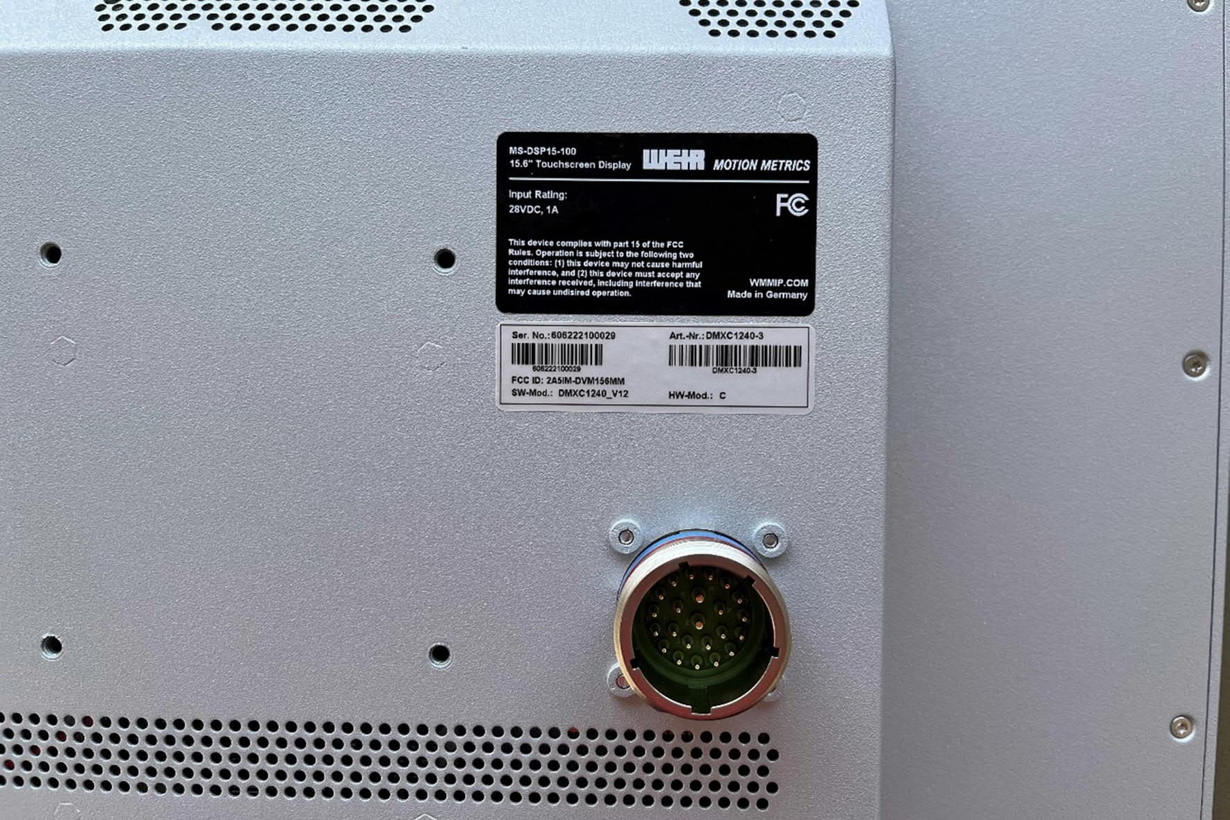 Surveillance Monitor for Mining Application - FCC ID 2A5IM-DVM156MM - DELTA COMPONENTS GmbH