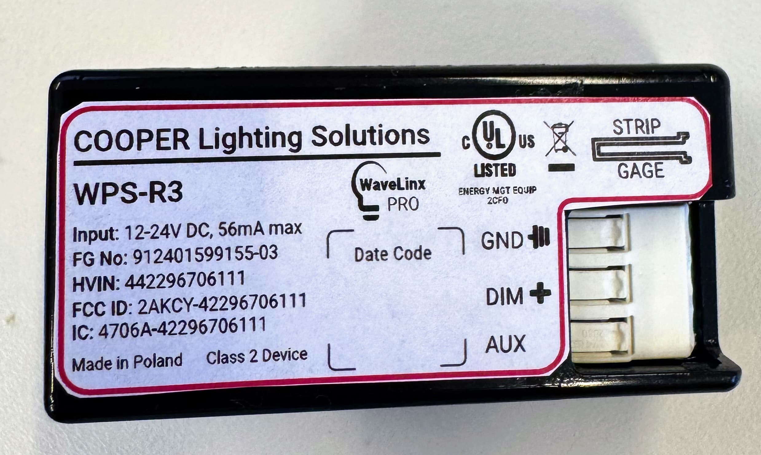 Lighting-control sensor module - FCC ID 2AKCY-42296706111 - Cooper Lighting LLC