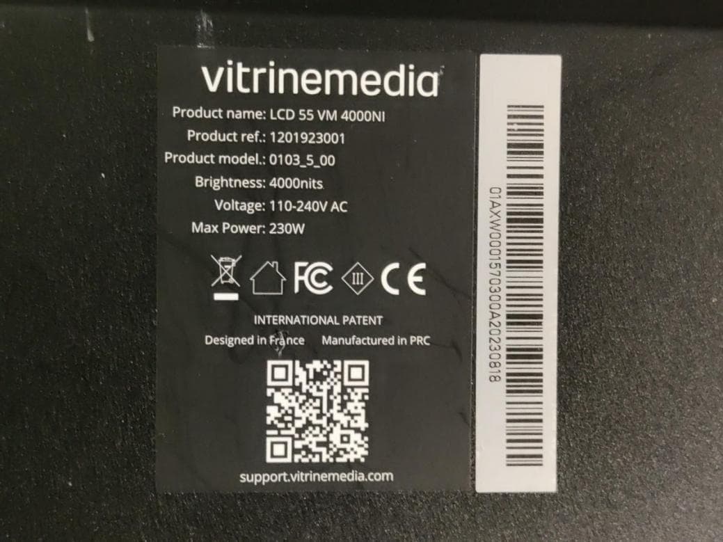Eco Smart Display - FCC ID 2AR5X-0103500 - VITRINEMEDIA Enterprise