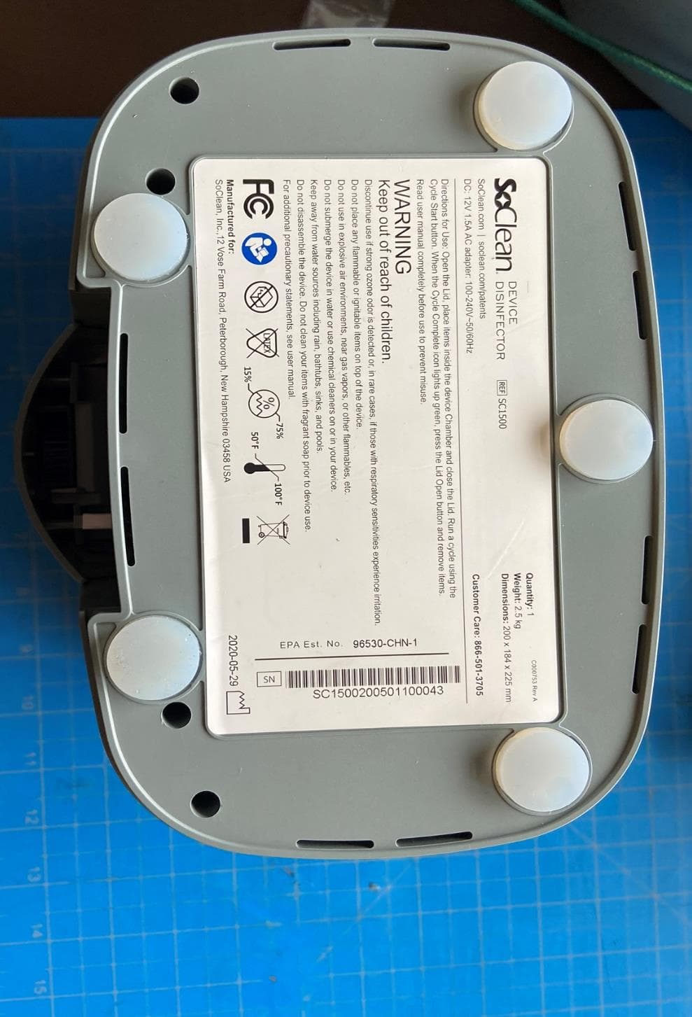 Device Disinfector with BLE and RFID - FCC ID 2AVU3-SC1400 - SoClean, Inc.