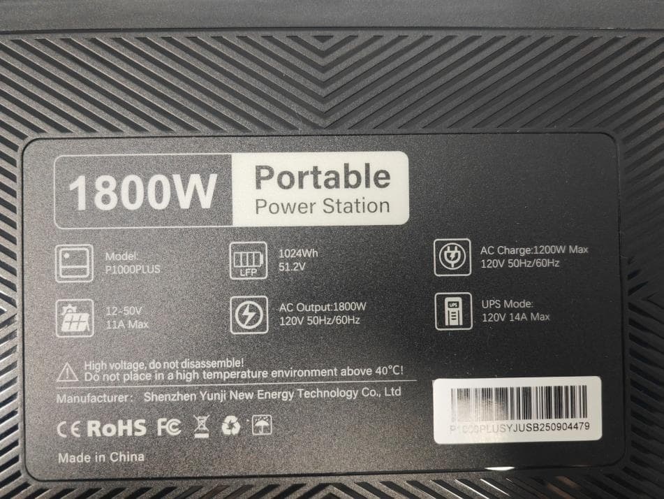 Portable power station - FCC ID 2BDCB--P1000PLUS - Shenzhen Yunji New Energy Technology Co., Ltd