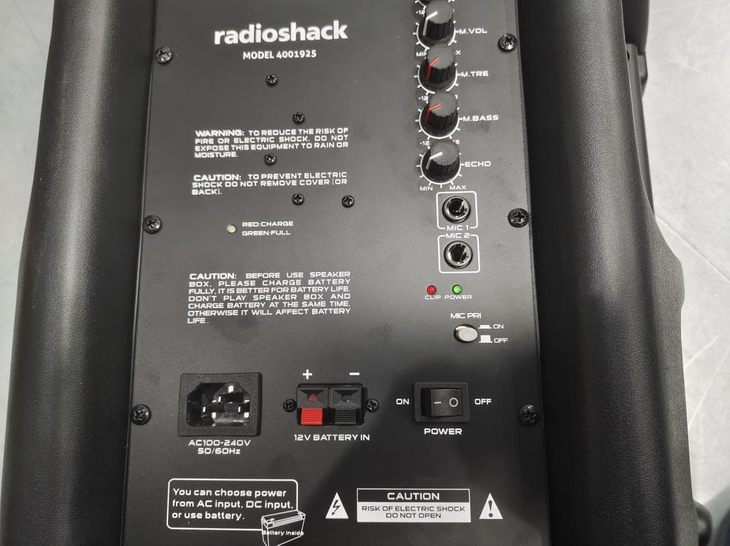 SPEAKER BOX - FCC ID 2BDUR-4001925 - RADIOSHACK WORLDWIDE CORP.
