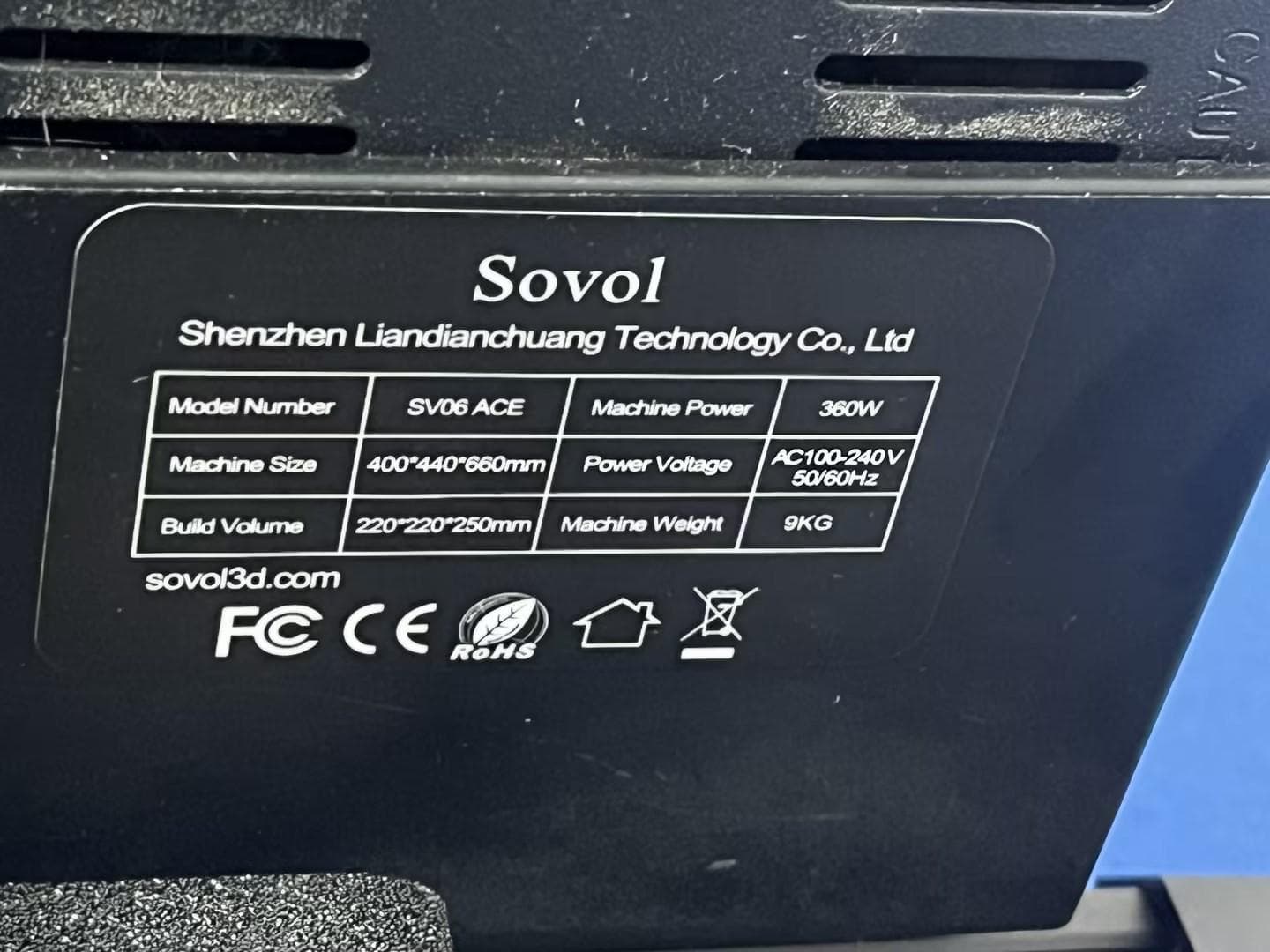 3D Printer - FCC ID 2BG3I-SV06-ACE - Shenzhen Liandianchuang Technology Co.,LTD