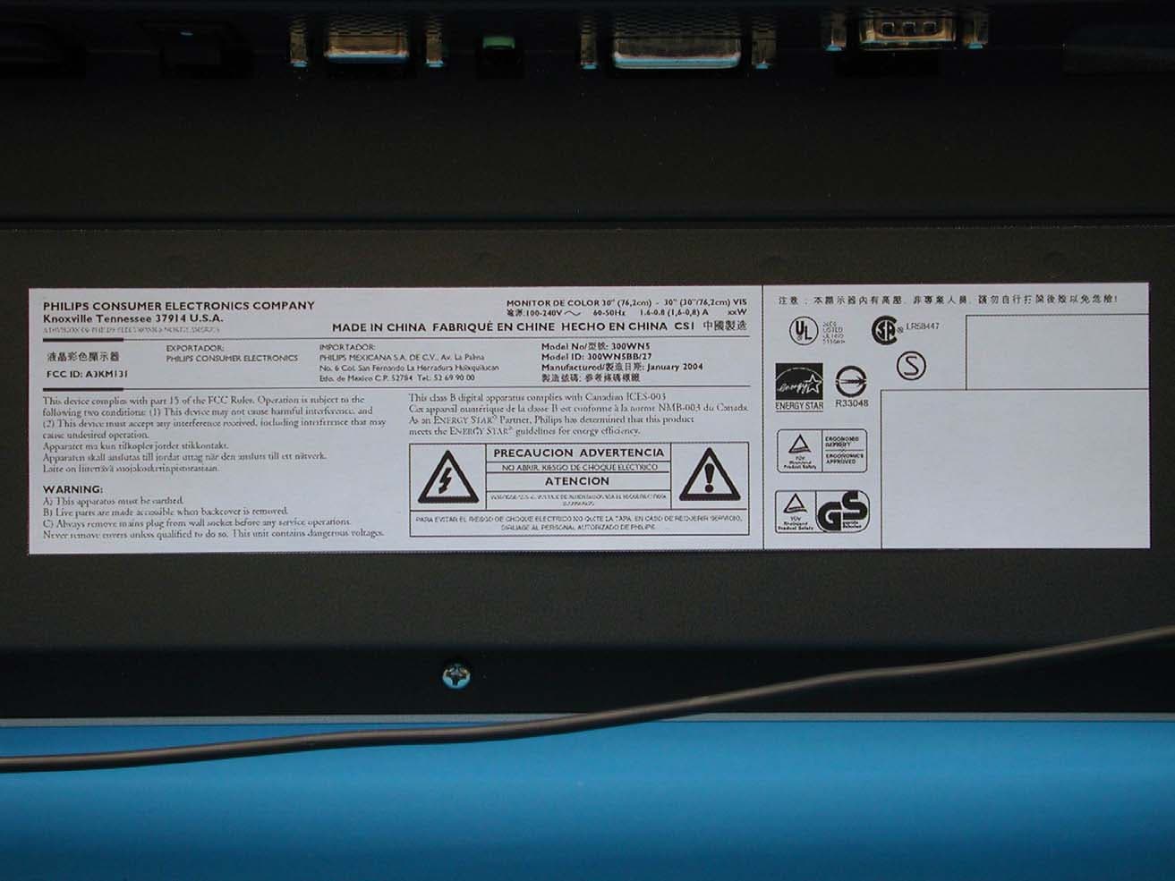 LCD / TV Monitor - FCC ID A3KM131 - Philips Electronics Industries (Taiwan) Ltd