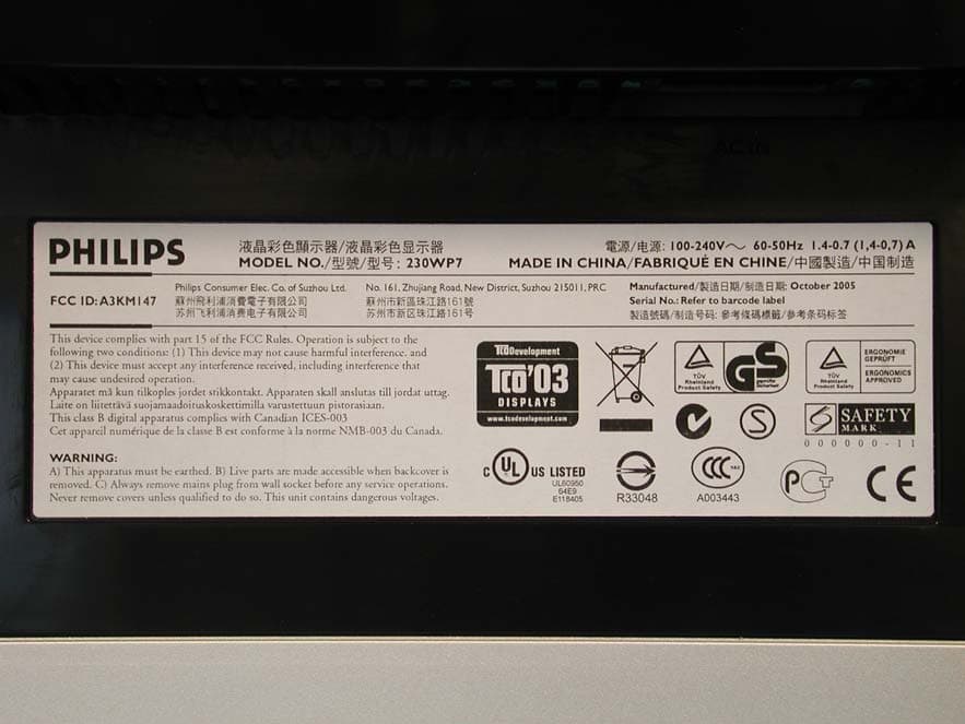 LCD Monitor - FCC ID A3KM147 - Philips Electronics Industries (Taiwan) Ltd