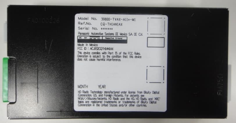 Car radio tuner - FCC ID ACJ932CQTH1AN1AX - Panasonic Corporation of North America