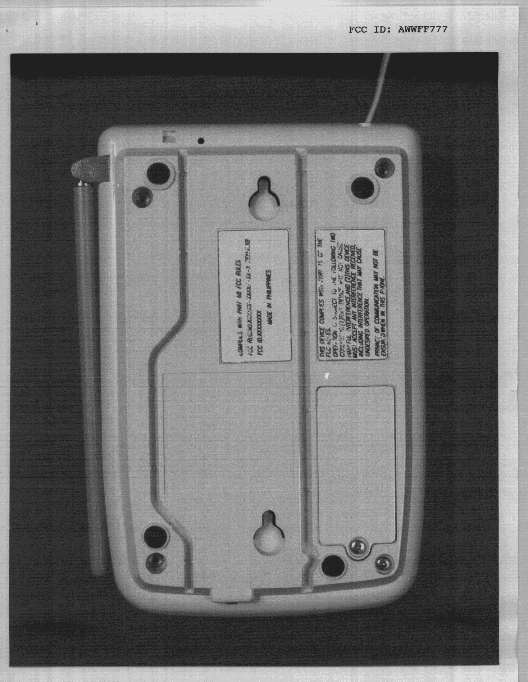 ETS - Part 15 Cordless Telephone System - FCC ID AWWFF777 - Maxon Telecom Ltd.