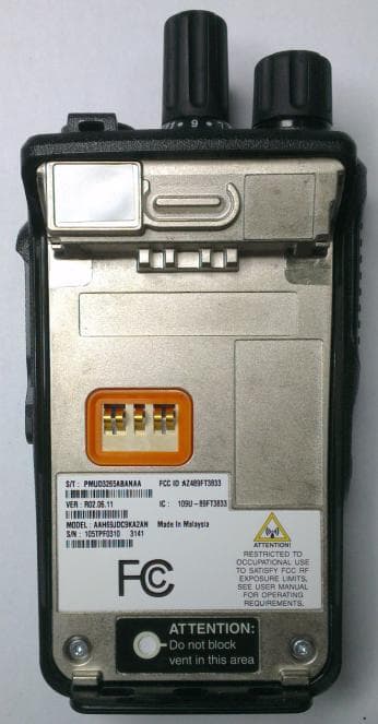 Portable 2-Way Radio - FCC ID AZ489FT3833 - Motorola Solutions, Inc.