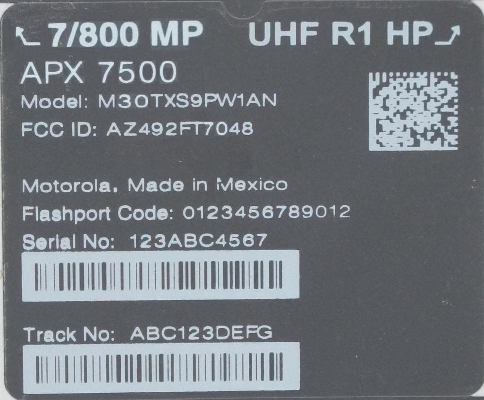 UHF1_7/800 MHz Mobile Radio - FCC ID AZ492FT7048 - Motorola Solutions, Inc.