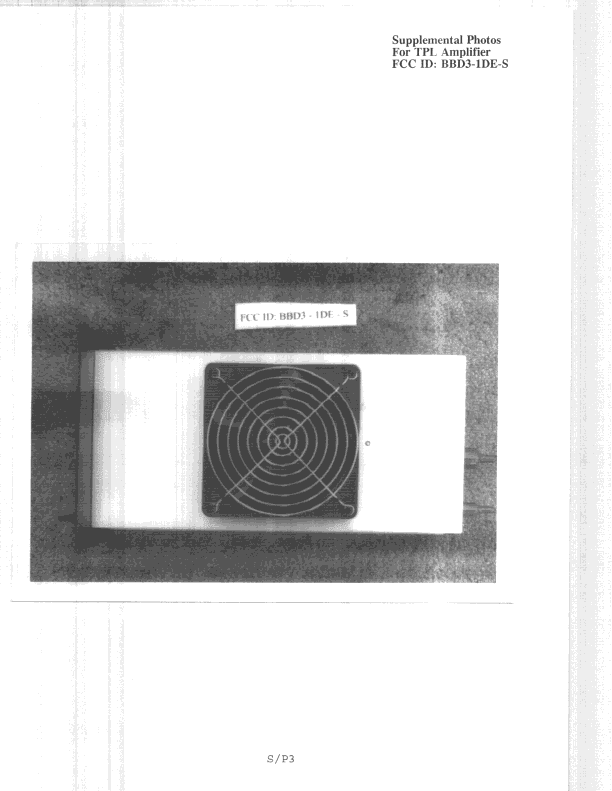 AMP - Amplifier - FCC ID BBD3-1DE-S - TPL Communications Inc