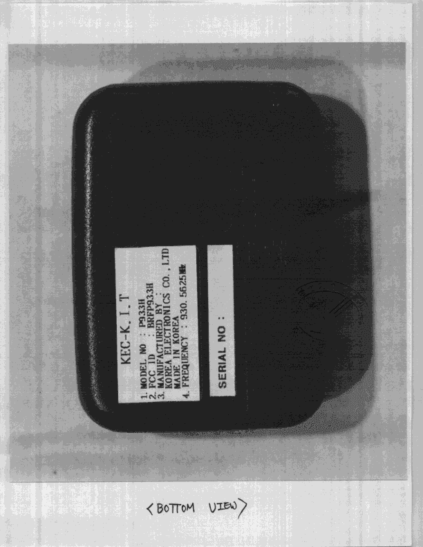 Paging Receiver - FCC ID BRFP933H - KTV Global Corporation