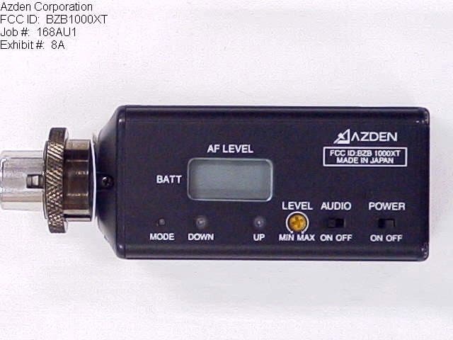 Wireless Microphone Transmitter - FCC ID BZB1000XT - Azden Corporation