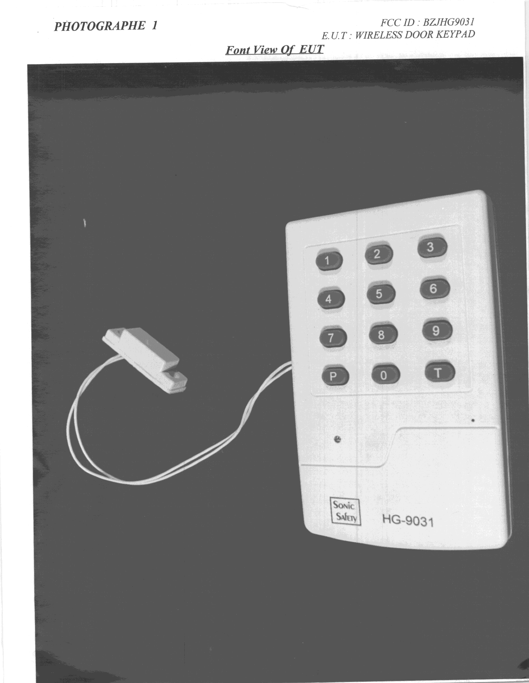 DSC - Part 15 Security/Remote Control Transmitter - FCC ID BZJHG9031 - Zonas Technology Inc.