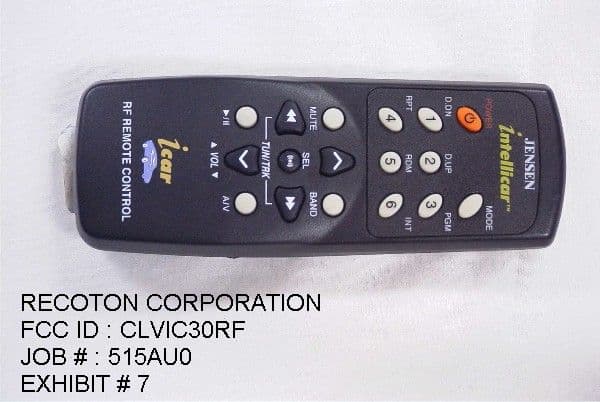 Security Device Transmitter - FCC ID CLVIC30RF-T - Recoton Corporation