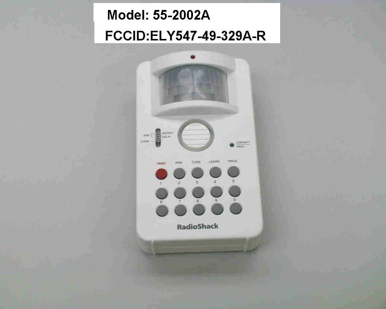 Infrared Sensor Alarm - FCC ID ELY547-49-329A-R - Jeckson Electric Co., Ltd
