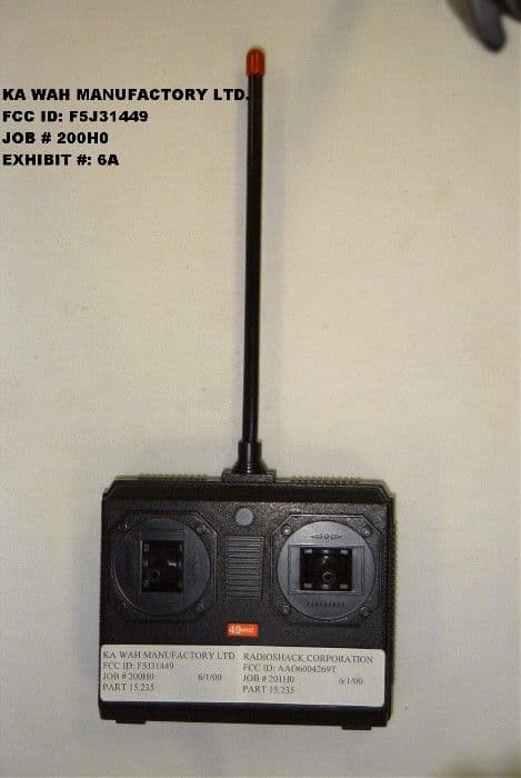Remote Control Transmitter - FCC ID F5J31449 - Ka Wah Manufactory Limited