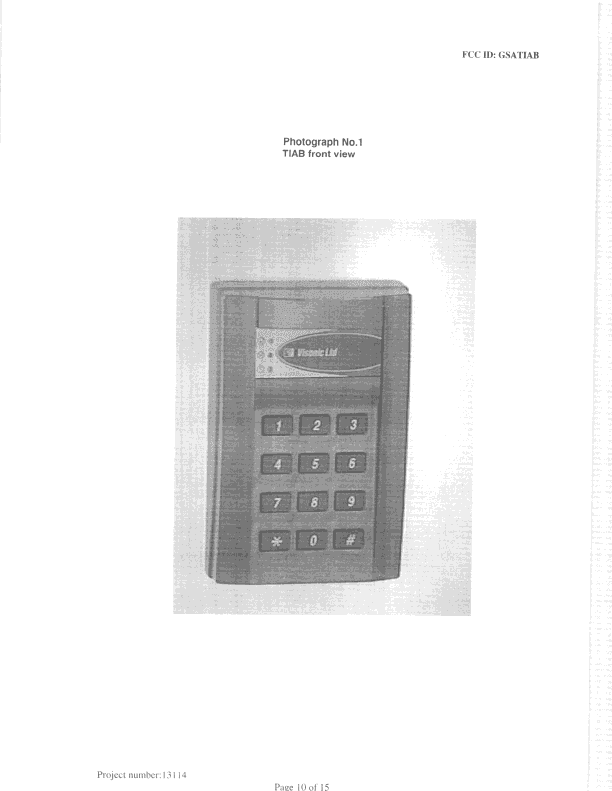 DCD - Part 15 Low Power Transmitter Below 1705 kHz - FCC ID GSATIAB - Visonic Inc.