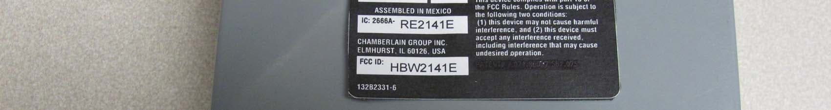 Transceiver - FCC ID HBW2141E - Chamberlain Group LLC, The