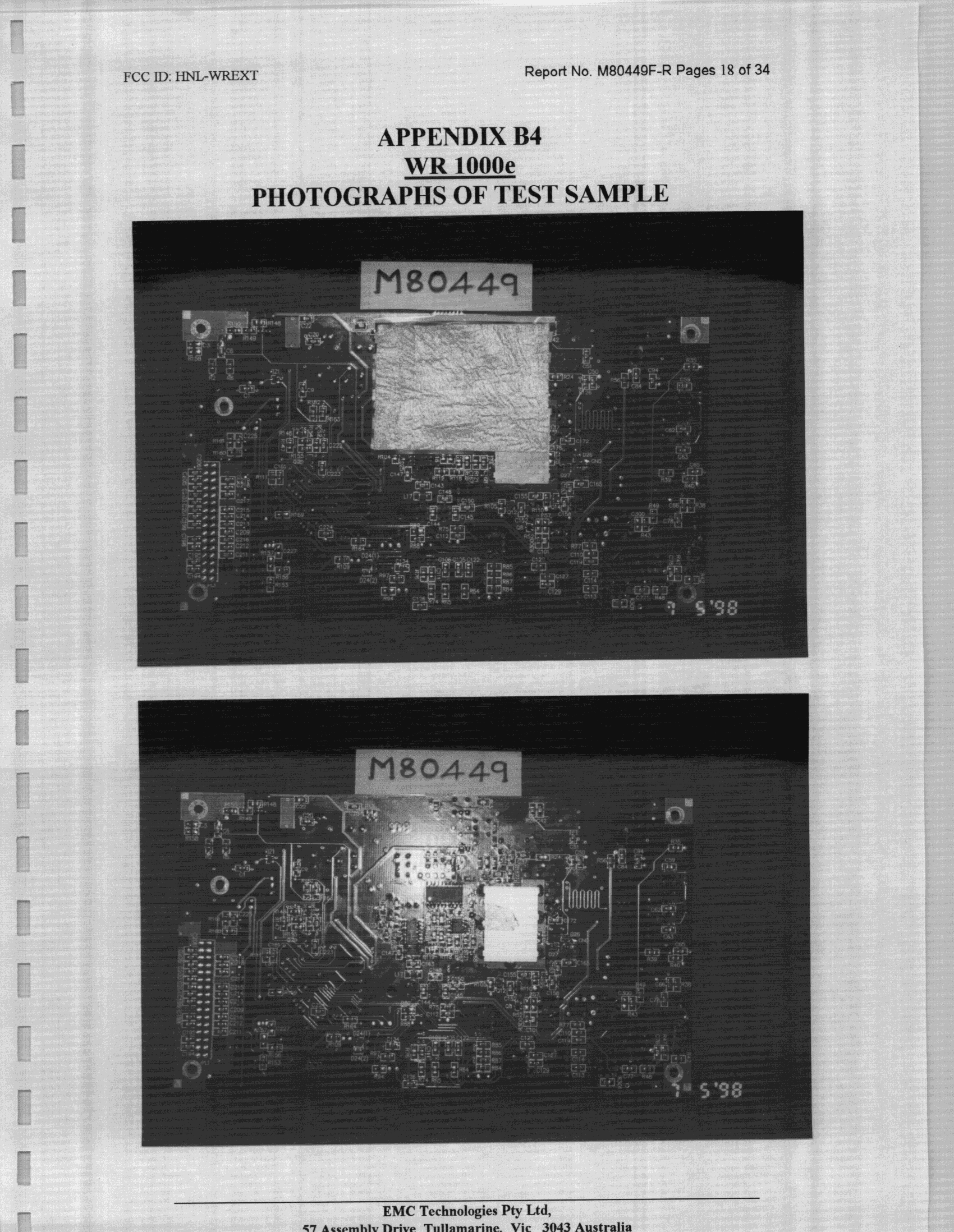 PCMCIA Card/External Receiver - FCC ID HNL-WREXT - Robotron Pty Ltd