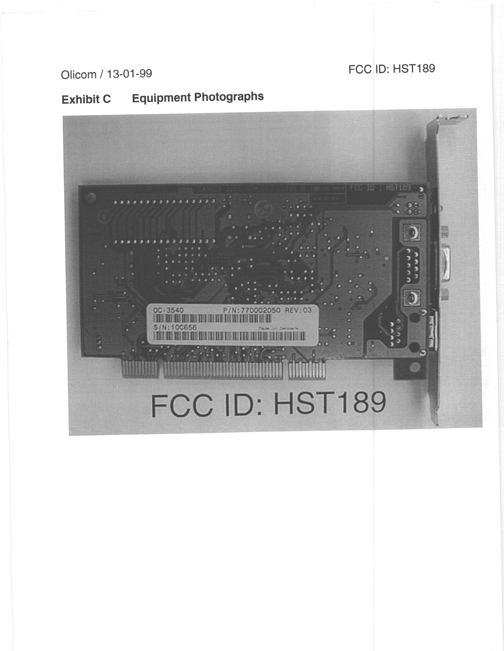 JBP - Part 15 Class B Computing Device Peripheral - FCC ID HST189 - Olicom AS