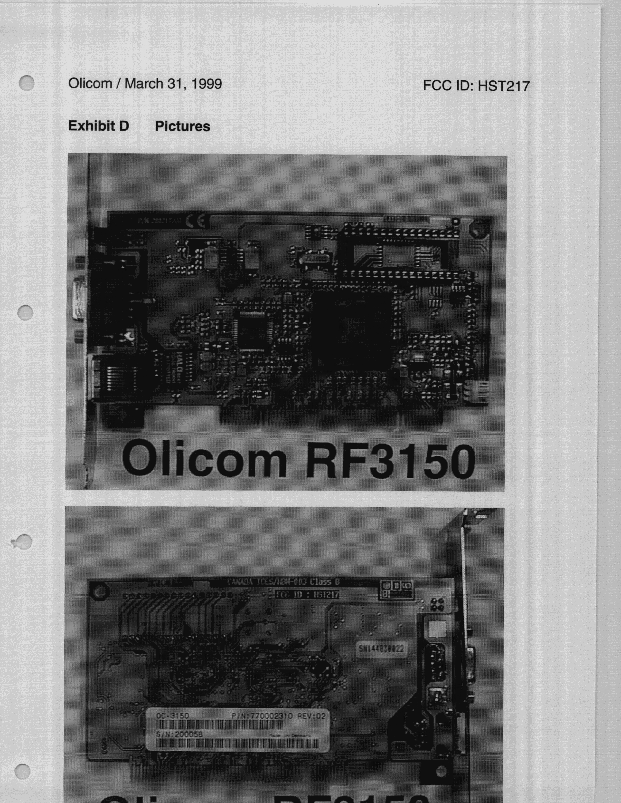 JBP - Part 15 Class B Computing Device Peripheral - FCC ID HST217 - Olicom AS