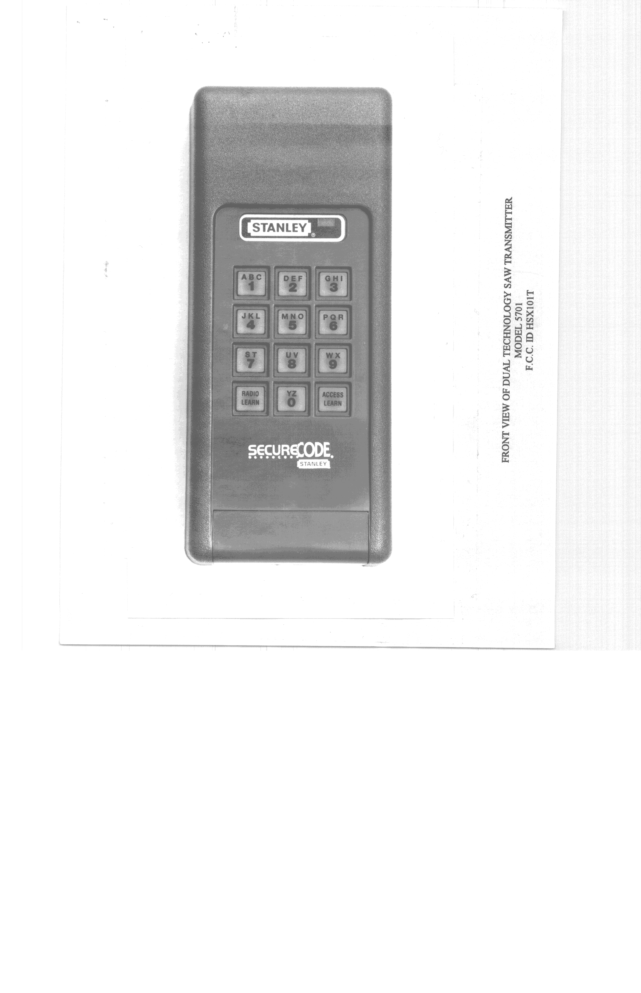 DSC - Part 15 Security/Remote Control Transmitter - FCC ID HSX101T - The Whistler Group