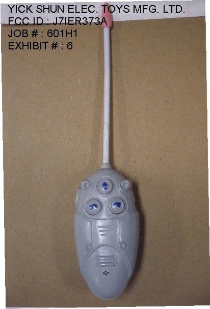 27 MHz Remote Control Transmitter - FCC ID J7IER373A - Yick Shun Electronic Toys Manufactory Ltd