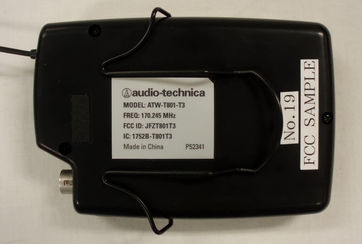 BODY PACK WIRELESS MICROPHONE - FCC ID JFZT801T3 - Audio-Technica Corporation