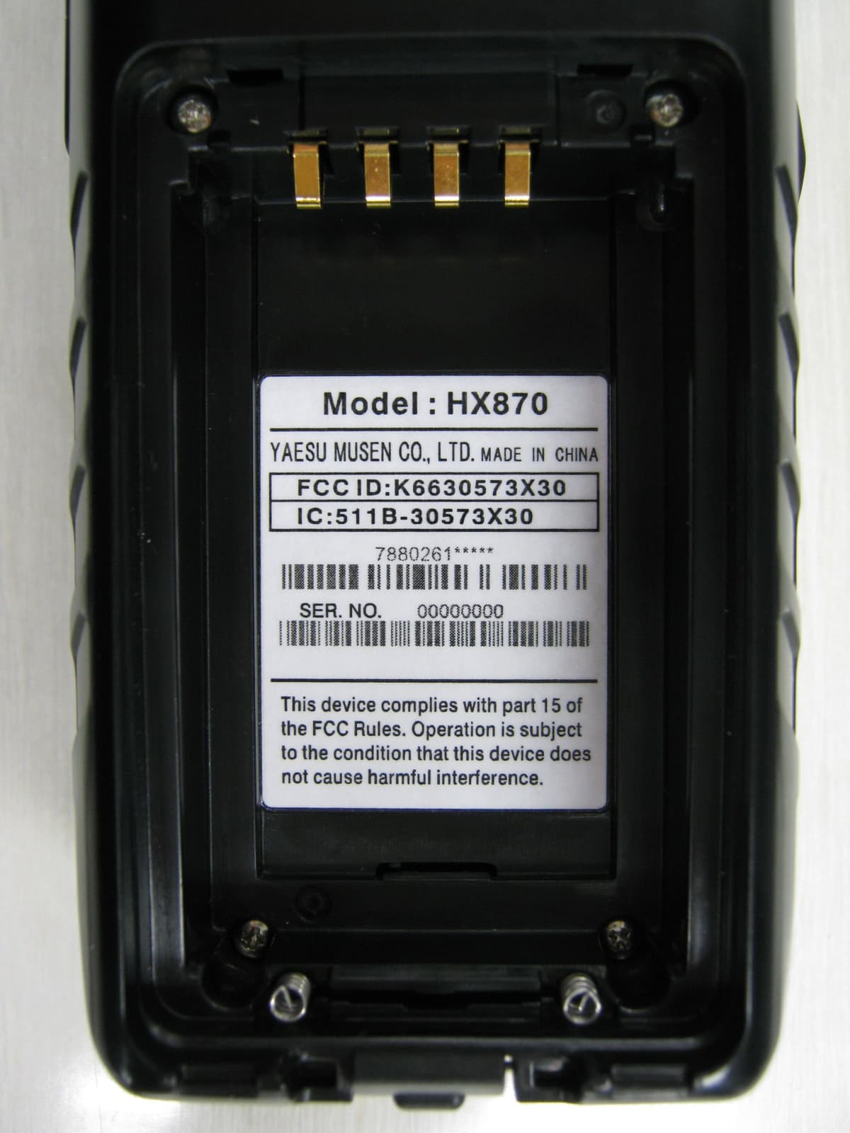 HANDHELD MARINE TRANSCEIVER - FCC ID K6630573X30 - Yaesu Musen Co., Ltd.