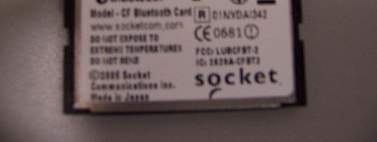 Bluetooth Compact Flash Card - FCC ID LUBCFBT-2 - Socket Mobile, Inc.