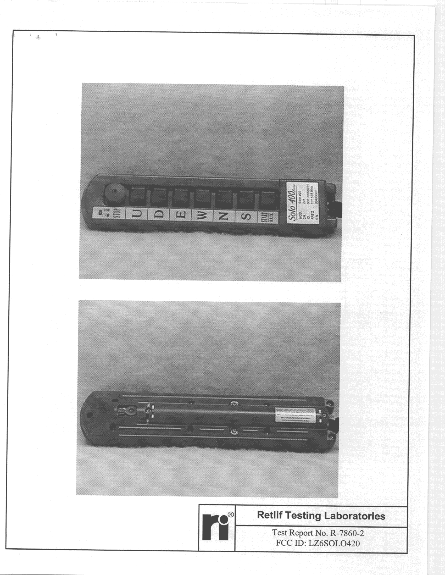 DSC - Part 15 Security/Remote Control Transmitter - FCC ID LZ6SOLO420 - Fomotech International Corp.