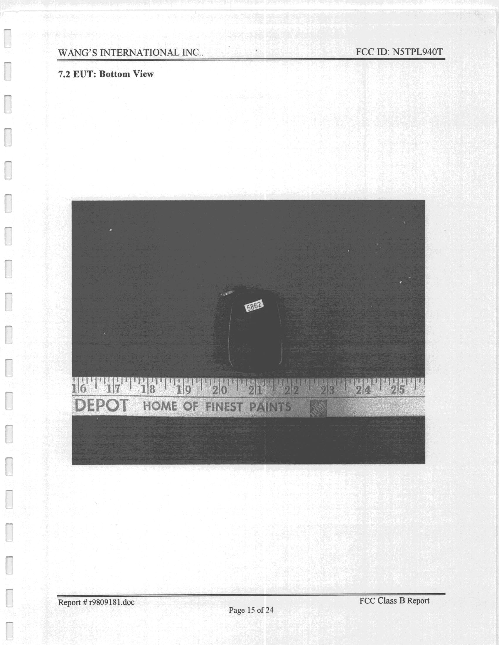 Automotive Security System Transmitter - FCC ID N5TPL940T - Wang's International Inc.