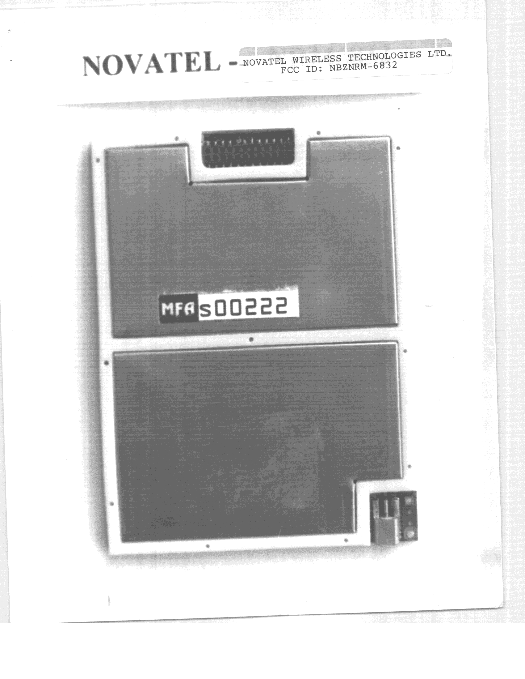 CDPD Module - FCC ID NBZNRM-6832 - Novatel Wireless, Inc.