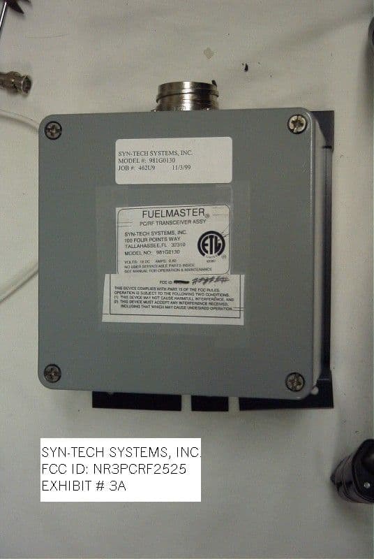 Fueling System - FCC ID NR3PCRF2525 - Syn Tech Systems Inc