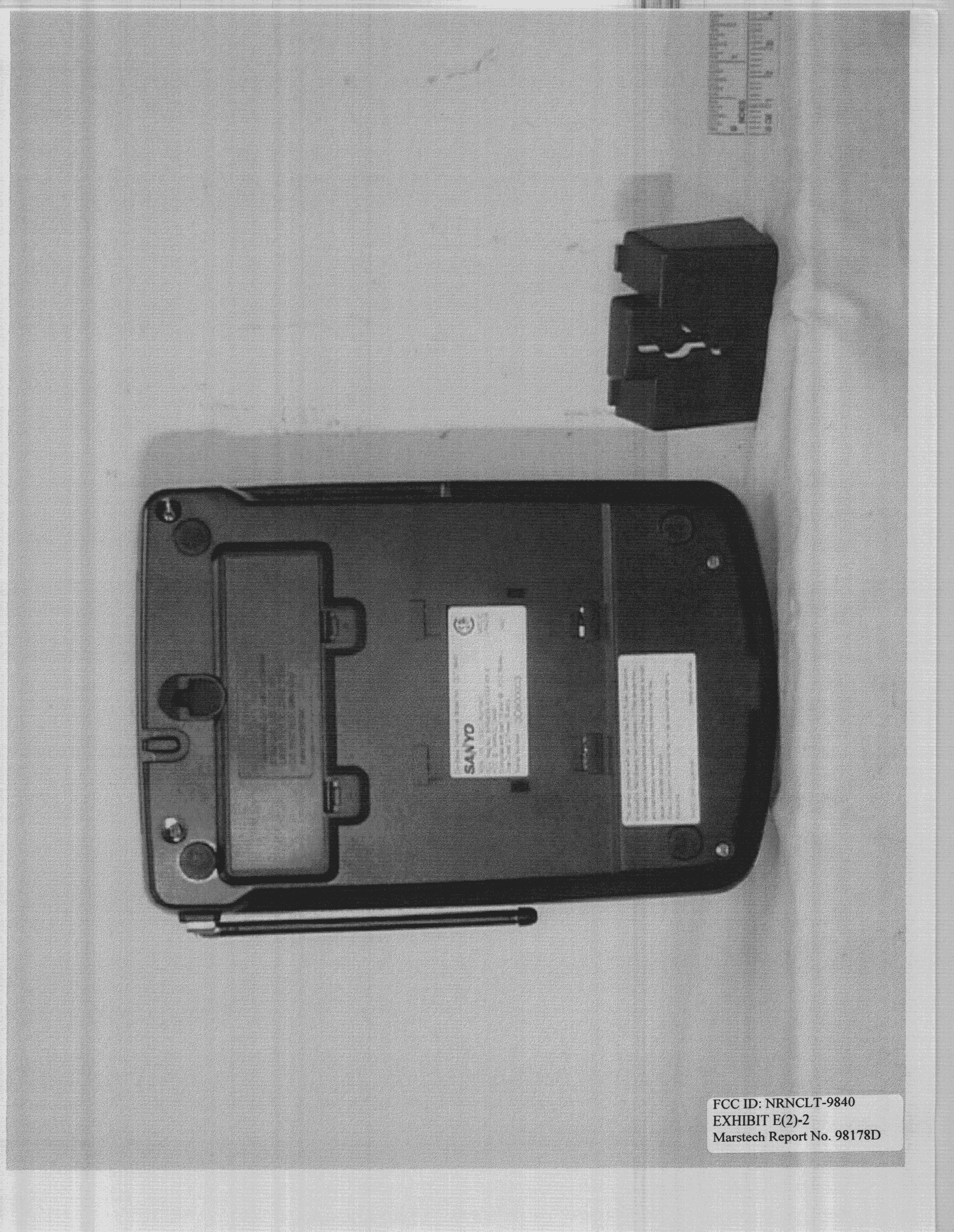 DXT - Part 15 Low Power Transceiver, Rx Verified - FCC ID NRNCLT-9840 - SANYO Consumer Electronics Co.,Ltd.