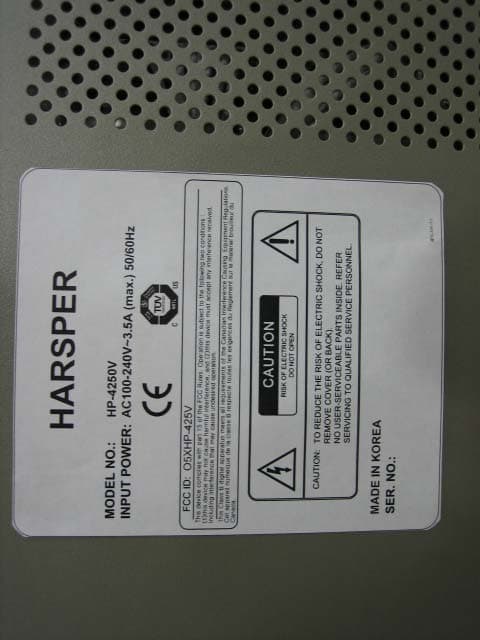 PDP Monitor TV - FCC ID O5XHP-425V - Harsper Co., Ltd.