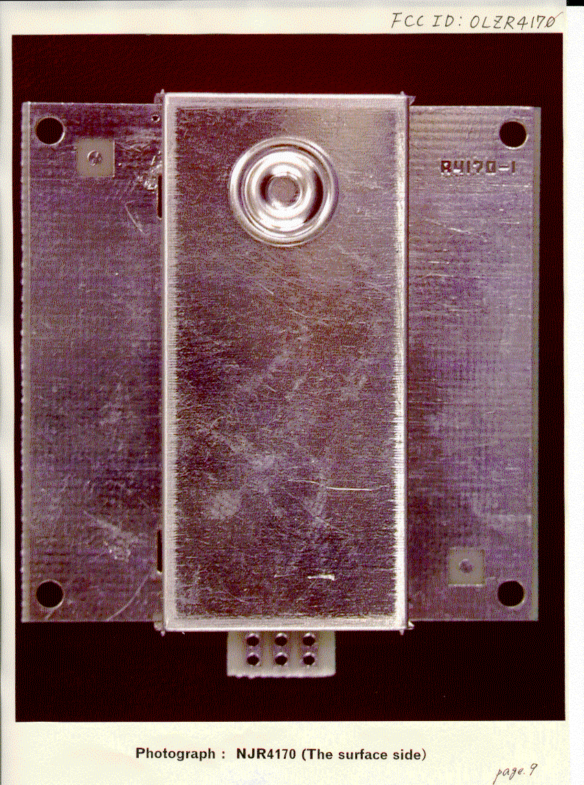 X-band Doppler Module (MIC Type) - FCC ID OLZR4170 - New Japan Radio Co., Ltd.