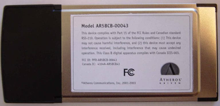 802.11 b/g Cardbus Card - FCC ID PPD-AR5BCB-00043 - Qualcomm Atheros, Inc.