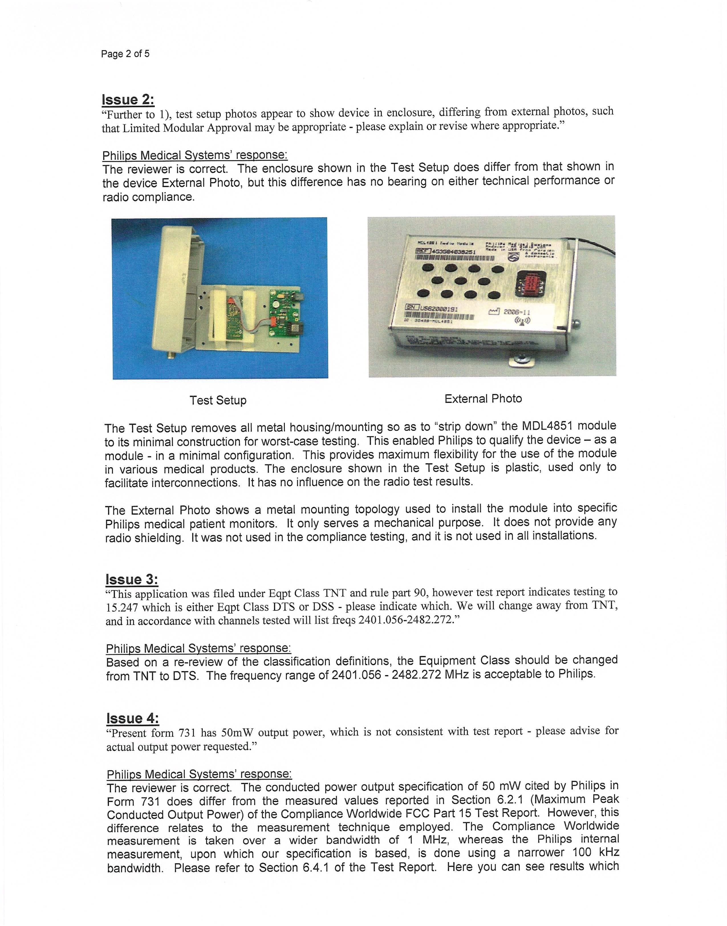 2.4 GHz Radio Module - FCC ID PQC-MDL4851 - Philips Medical Systems North America Co.