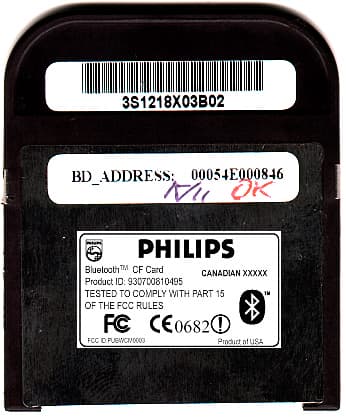Bluetooth Compact Flash Card - FCC ID PUBWCM0003 - Philips Components