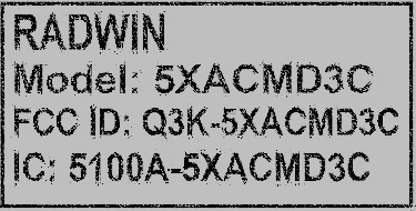 5 GHz 802.11ac 3x3 RF Module - FCC ID Q3K-5XACMD3C - Radwin Ltd.